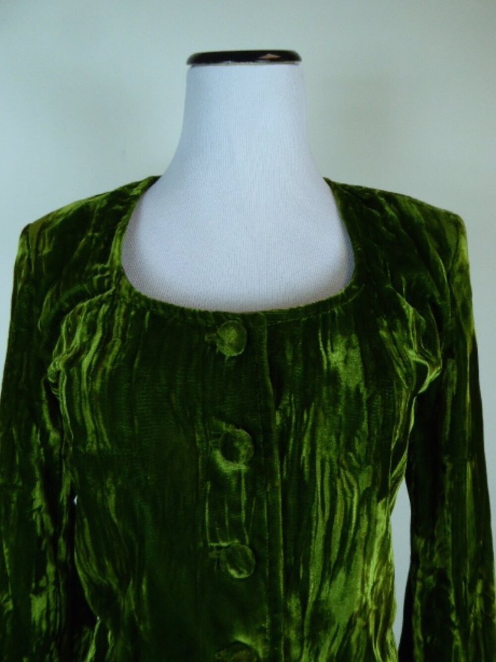VINTAGE BETSEY JOHNSON Punk green VELVET JACKET SHORT Set ensemble 80s 2 4 - Picture 6 of 11